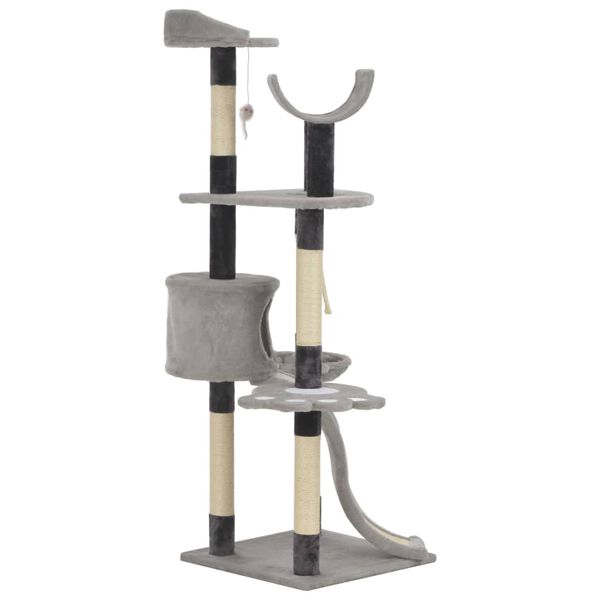 vidaXL Cat Tree with Sisal Scratching Posts Grey 145 cm