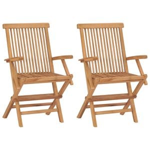 vidaXL Folding Chairs 2 pcs with Armrests Teak Wood