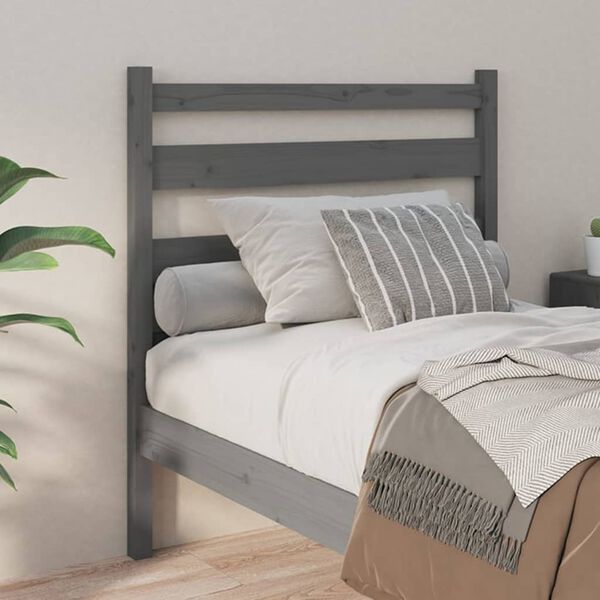 vidaXL Bed Headboard Grey 96x4x100 cm Solid Wood Pine
