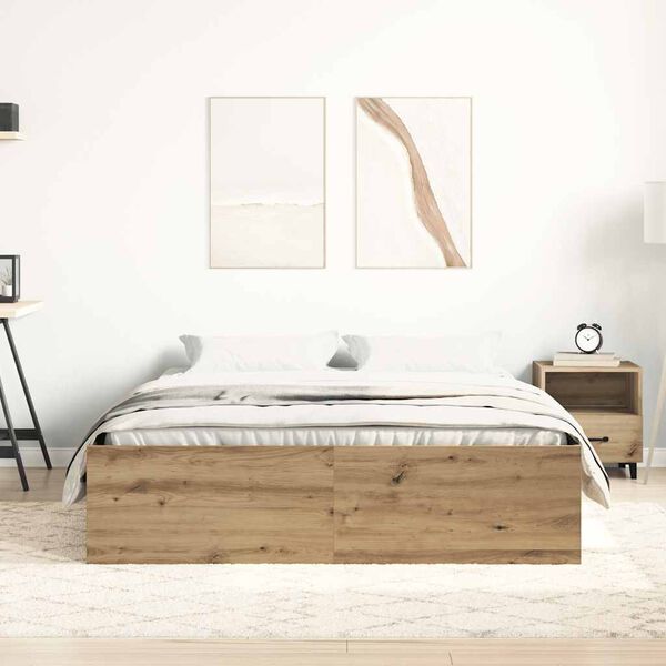 vidaXL Bed Frame without Mattress Artisan Oak 140x200cm Engineered Wood