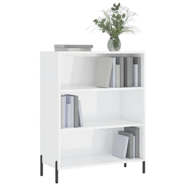 vidaxL Shelf Cabinet High Gloss White 69.5x32.5x90 cm Engineered Wood