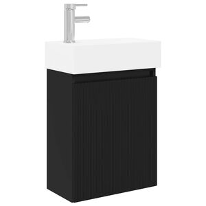 vidaXL Bathroom Vanity Unit with Tap Black 45.5 x 22.5 x 84 cm