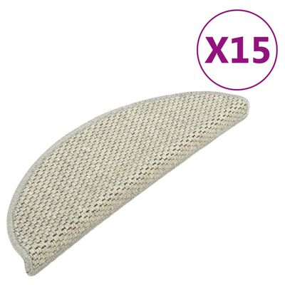 vidaXL Stair Mats Self-adhesive Sisal-Look 15 pcs 65x21x4 cm Grey