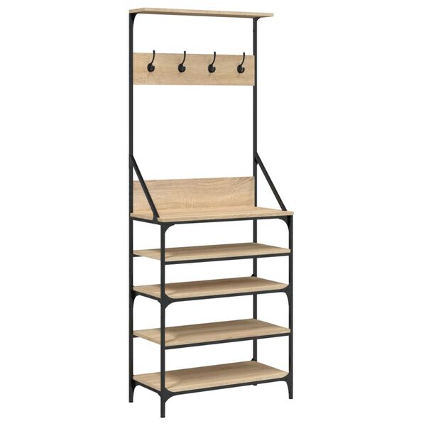 vidaXL Clothes Rack with Shoe Storage Sonoma Oak 70x34x184 cm