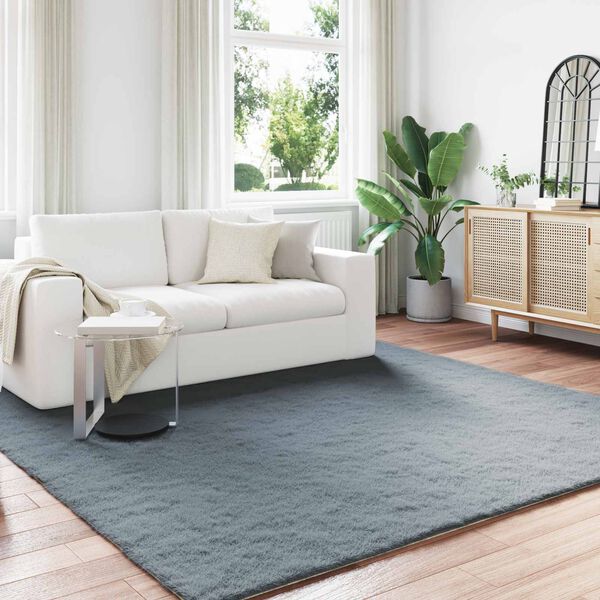 vidaXL Faux Rabbit Fur Rug Olite Anthracite 240 x 240 cm Polyester