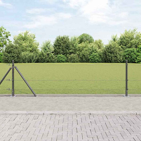vidaXL Fence Post Grey 100 x 0.6 m (12 x 12 mm mesh) Steel and PVC