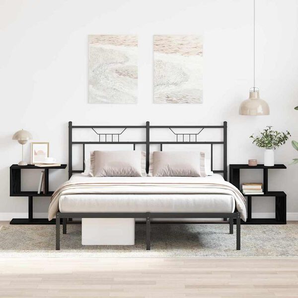 vidaXL Bedside Cabinet 2 pcs Black Oak 50 x 30 x 51,5 cm