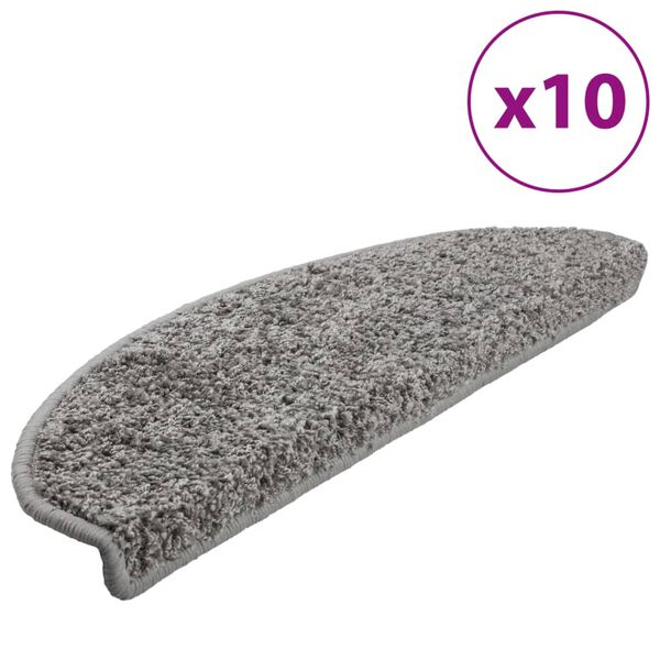 vidaXL Stair Mats 10 pcs 65x21x4 cm Grey Half Round Large