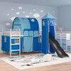 vidaXL Kids'Loft Bed Frame with Curtains, Arch, Slide, Tower