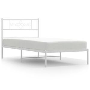 vidaXL Metal Bed Frame without Mattress with Headboard White 90x190cm
