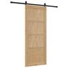 vidaXL Sliding Door Natural and Black 83 x 202 cm Solid Pine Wood