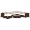 vidaXL 8 Piece Garden Lounge Set with Cushions Poly Rattan Brown