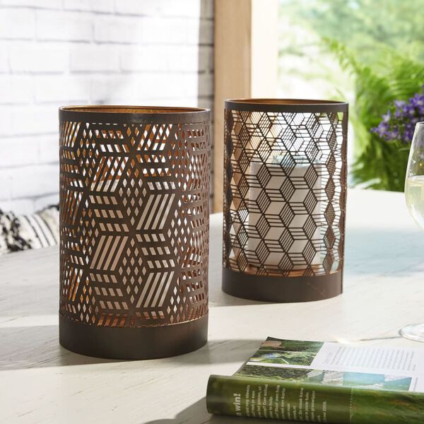 Luxform Solar LED Garden Table Light Swindon Brown and Copper