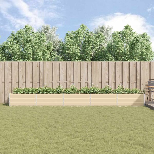 vidaXL Planter Ivory 480 x 100 x 45 cm Galvanised Steel