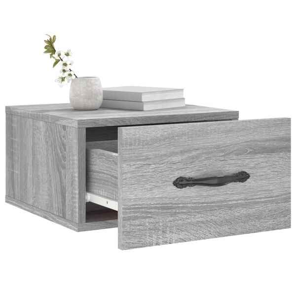 vidaXL Wall-mounted Bedside Cabinet Grey Sonoma 35x35x20 cm
