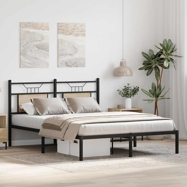 vidaXL Bed Frame without Mattress Sonoma Oak 137x190 cm Engineered Wood