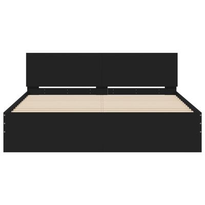 vidaXL Bed Frame with Headboard and LED Black 150x200 cm King Size