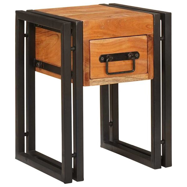 vidaXL End Table Brown and Black 30 x 30 x 40 cm Solid Acacia Wood