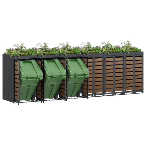 vidaXL Wheelie Bin Storage for 6 Bins Anthracite 408 x 77.5 x 121.5 cm