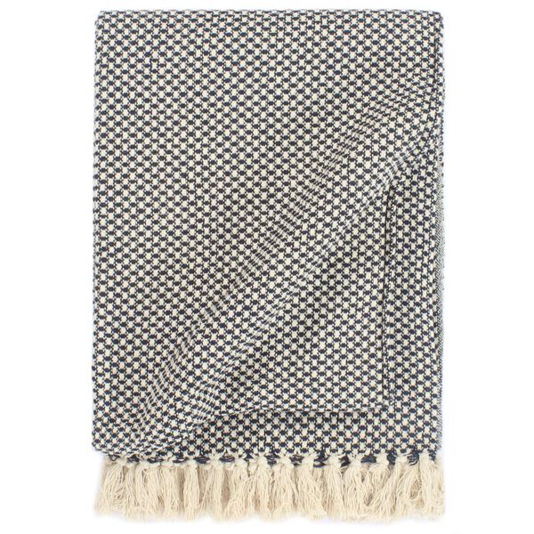 vidaXL Throw Cotton 125x150 cm Navy Blue