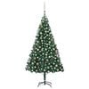 vidaXL Artificial Pre-lit Christmas Tree with Ball Set Green 210 cm PVC