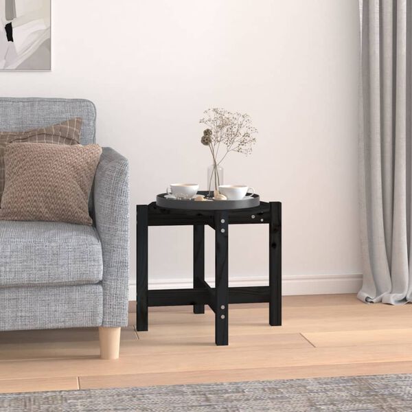 vidaXL Coffee Table Black Ø 52.5x45 cm Solid Wood Pine