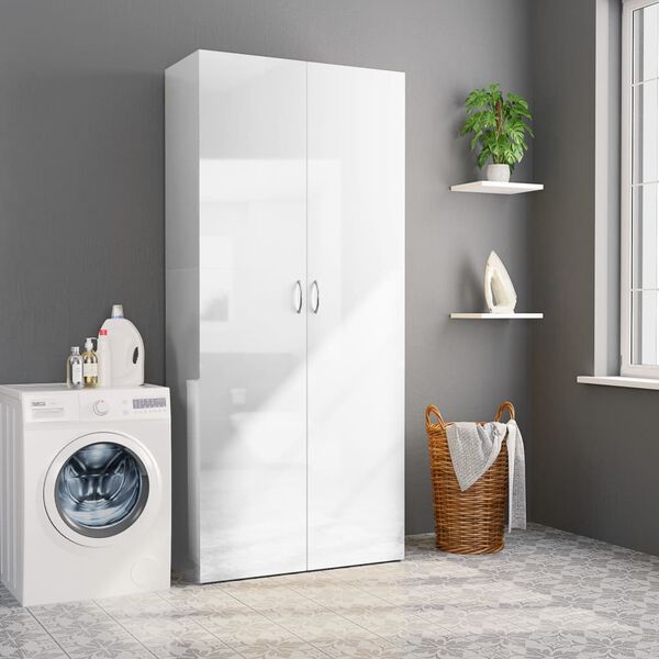 vidaXL Storage Cabinet High Gloss White 80x35.5x180 cm Engineered Wood