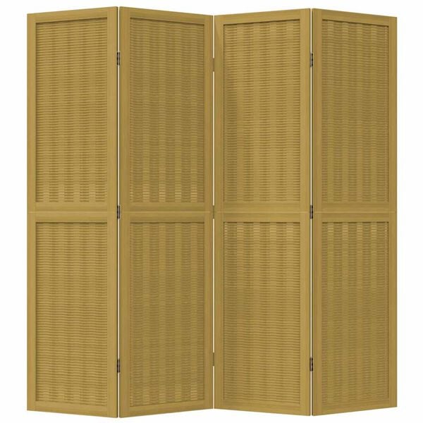 vidaXL Room Divider 4 Panels Brown Solid Wood Paulownia