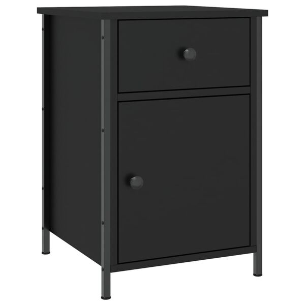 vidaXL Bedside Cabinet Black 40x42x60 cm Engineered Wood