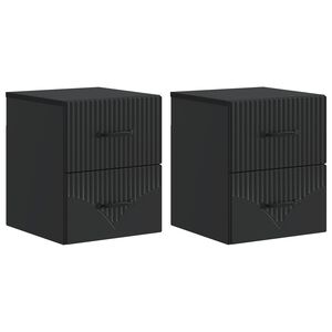 vidaXL Wall-Mounted Bedside Cabinet 2 pcs Black 34.5 x 33 x 40 cm