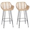 vidaXL Bar Chair 2 pcs Natural 55 x 52 x 92 cm Rattan and Iron