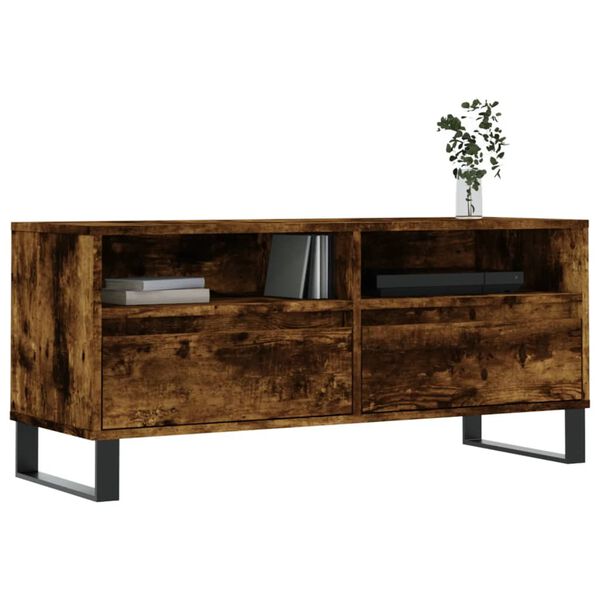 vidaXL TV Cabinet Smoked Oak 100x34.5x44.5 cm Engineered Wood