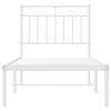 vidaXL Metal Bed Frame without Mattress with Headboard White 75x190cm