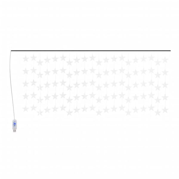 vidaXL LED Star Curtain Fairy Lights 500 LED Cold White 8 Function