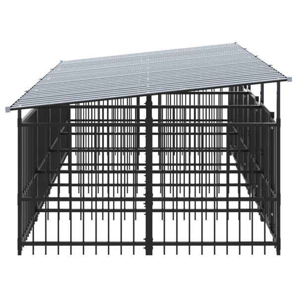 vidaXL Outdoor Dog Kennel with Roof Steel 7.51 m&sup2;
