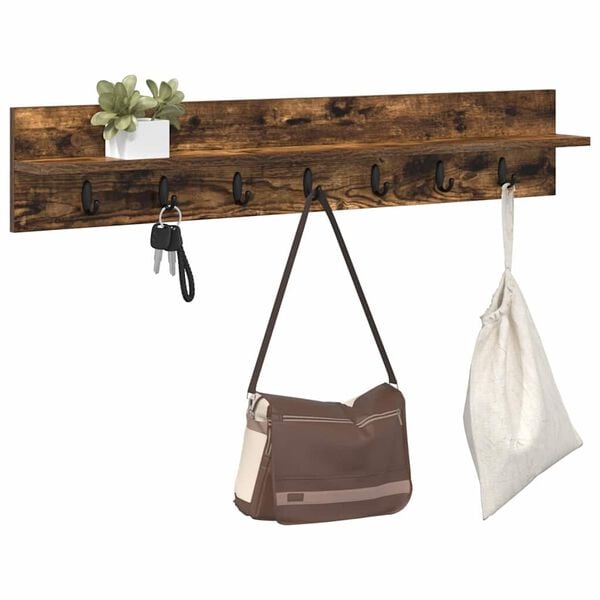 vidaXL Wall-Mounted Coat Rack Smoked Oak 100 x 10.5 x 18 cm