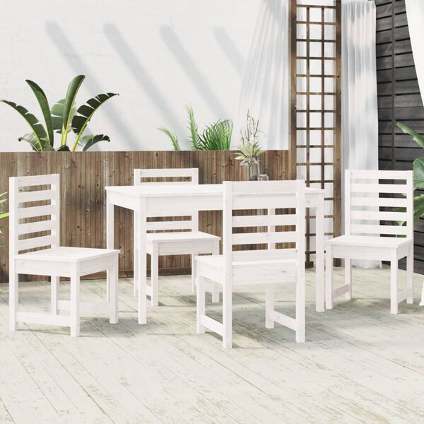 vidaXL 5 Piece Garden Dining Set White Solid Wood Pine