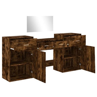 vidaXL 4 Piece Dressing Table Set Smoked Oak Engineered Wood
