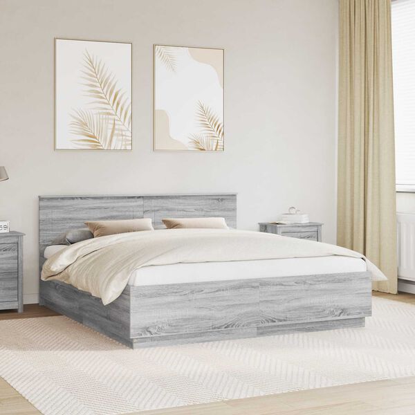 vidaXL Bed Frame Grey Sonoma 180 x 200 cm Engineered Wood