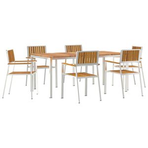 vidaXL Outdoor Dining Set 7 pcs Solid Acacia Wood and Stainless Steel