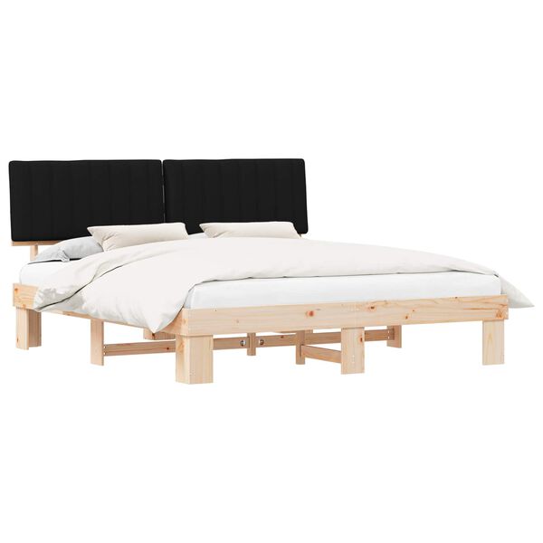 vidaXL Bed Frame with Upholstered Headboard Black 180 x 200 cm