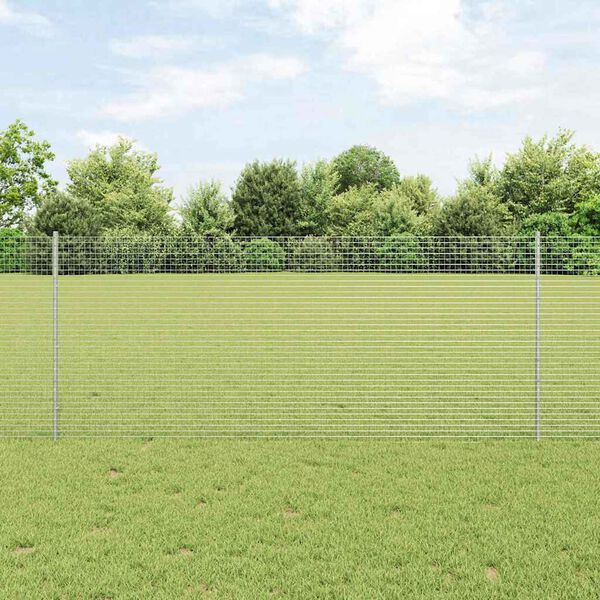 vidaXL Fence with Post Silver 1 x 10 m Steel