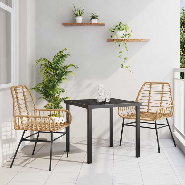 vidaXL Garden Dining Set 3 pcs Brown Poly Rattan