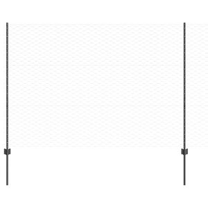 vidaXL Hexagonal Fence with Post 50 x 1.5 m PVC-Coated Steel Grey Mesh
