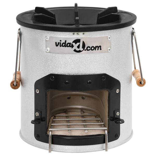 vidaXL Camping Wood Stove Silver 45x25x26 cm Steel