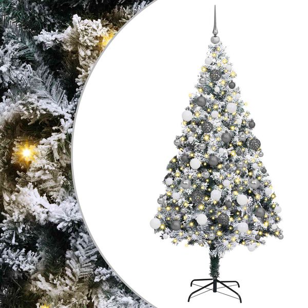 vidaXL Artificial Christmas Tree with 300 LEDs with Stand White 180 cm