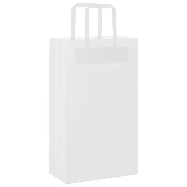 vidaXL Paper Bags 50 pcs with Handles White 21x11x36 cm