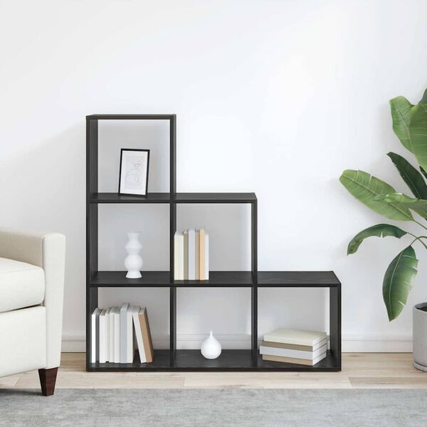 vidaXL Room Divider Bookcase Black Oak 99 x 29 x 99 cm Engineered Wood