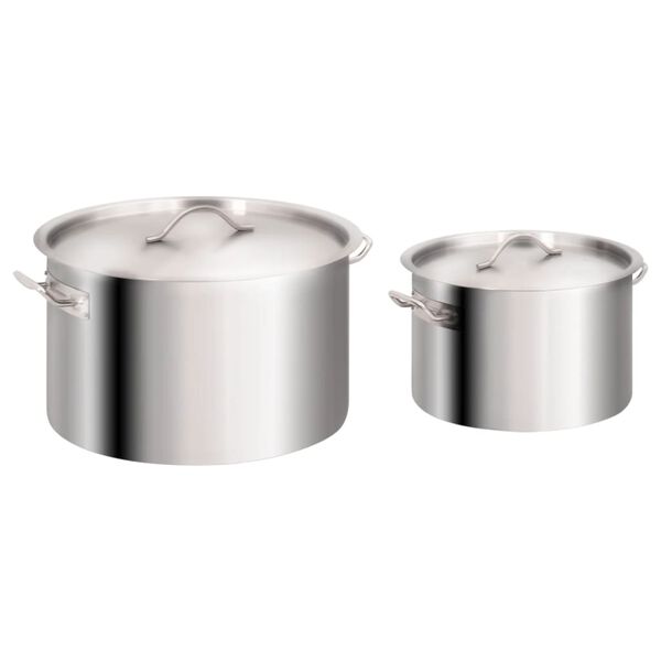 vidaXL 2 Piece Stock Pot Set 44/24 L Stainless Steel