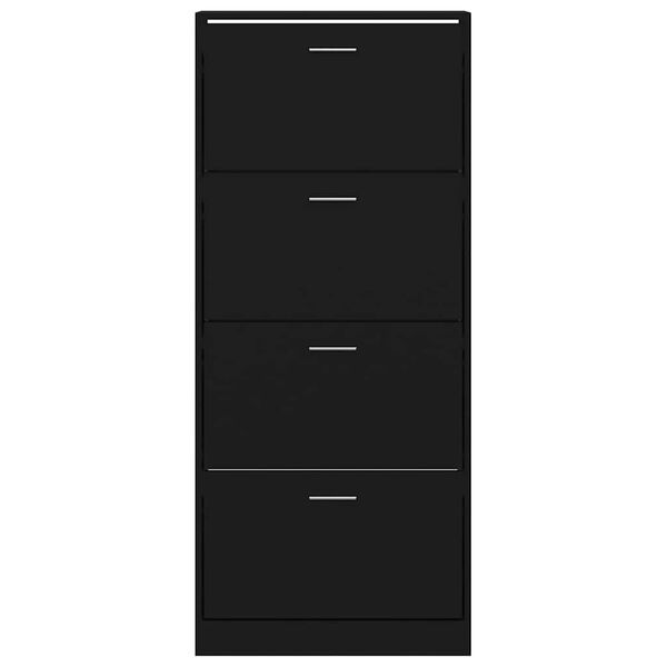 vidaXL Shoe Cabinet Black 63x24x147 cm Engineered Wood
